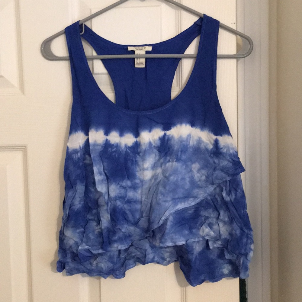 Blue tye dye layered crop top